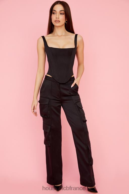 House of CB corset long en satin noir Rafa N888H63 vêtements