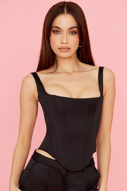 House of CB corset long en satin noir Rafa N888H63 vêtements