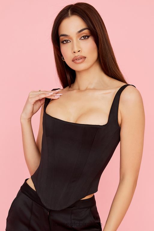 House of CB corset long en satin noir Rafa N888H63 vêtements