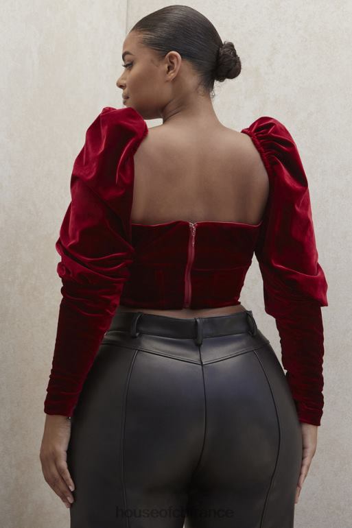House of CB corset à manches longues en velours vin Valérie N888H101 vêtements