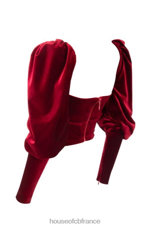 House of CB corset à manches longues en velours vin Valérie N888H101 vêtements