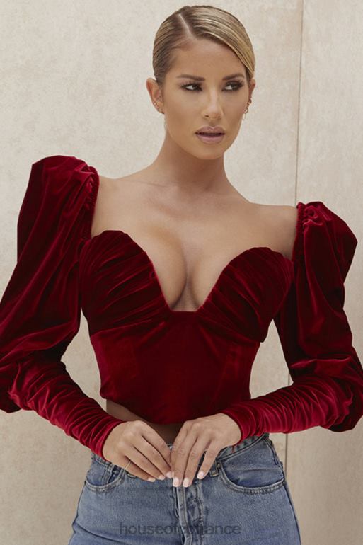 House of CB corset à manches longues en velours vin Valérie N888H101 vêtements