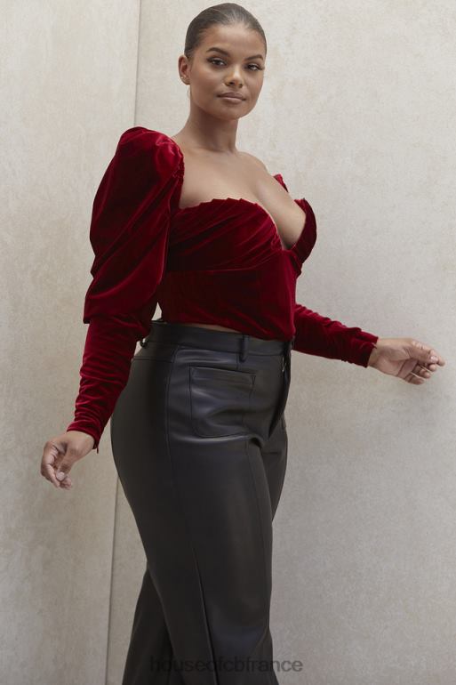 House of CB corset à manches longues en velours vin Valérie N888H101 vêtements