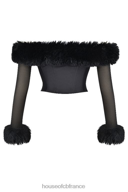 House of CB corset noir merle à bordure en fausse fourrure N888H2 vêtements