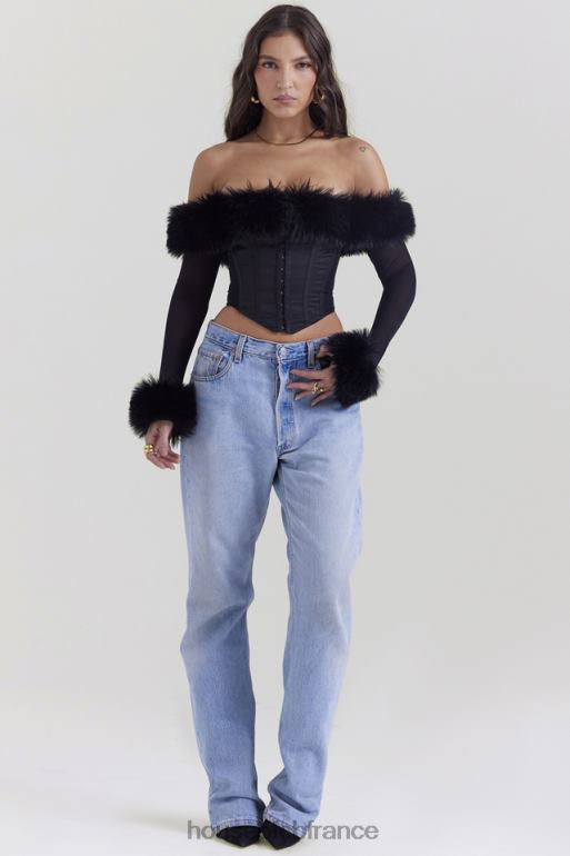 House of CB corset noir merle à bordure en fausse fourrure N888H2 vêtements