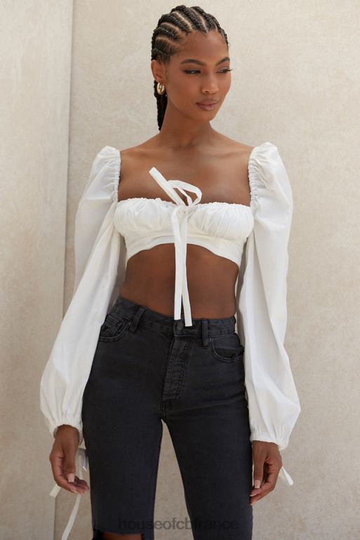 House of CB haut corset blanc à manches ballon Stella N888H102 vêtements