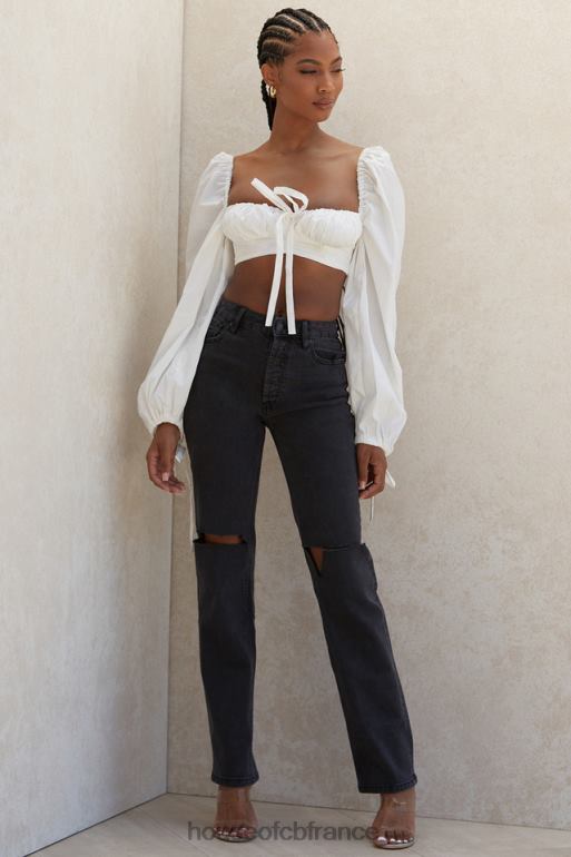 House of CB haut corset blanc à manches ballon Stella N888H102 vêtements
