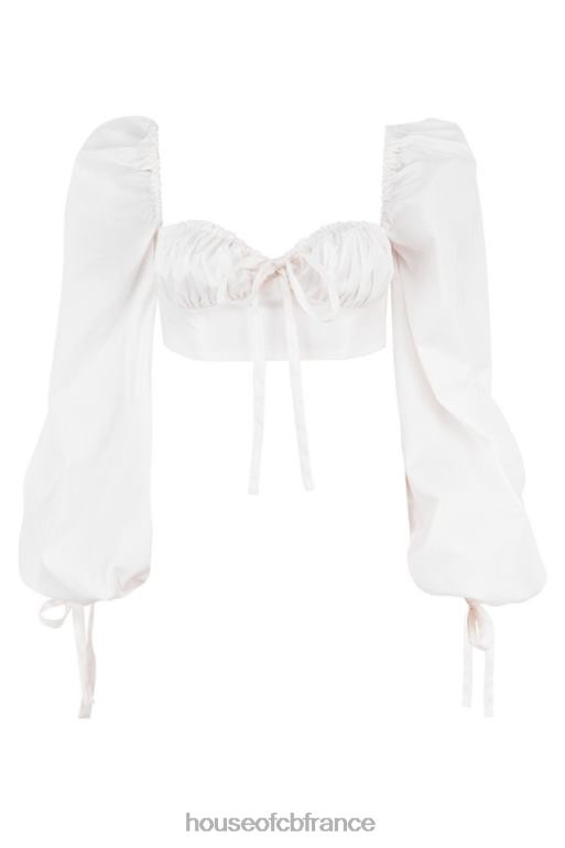 House of CB haut corset blanc à manches ballon Stella N888H102 vêtements