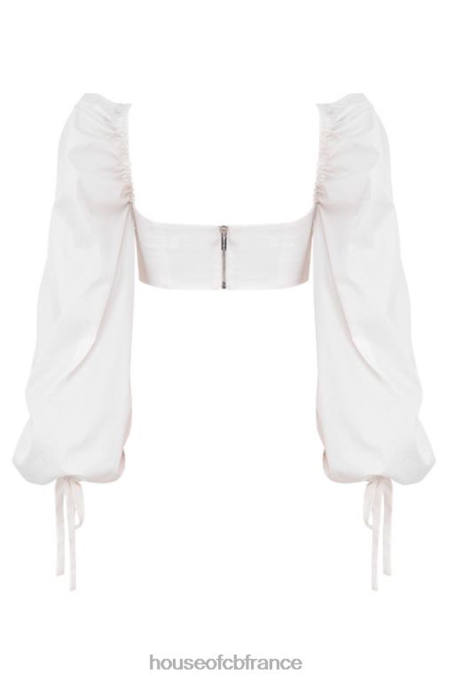 House of CB haut corset blanc à manches ballon Stella N888H102 vêtements