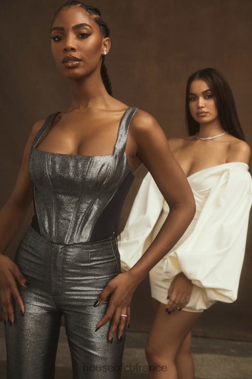 House of CB haut corset court argenté Hannah N888H97 vêtements
