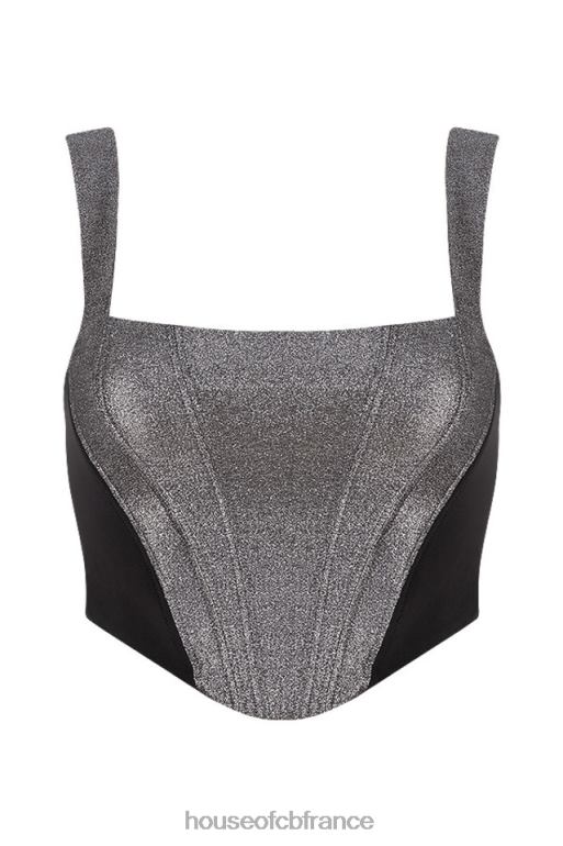 House of CB haut corset court argenté Hannah N888H97 vêtements