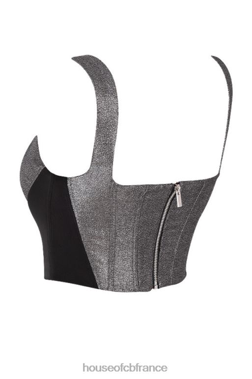 House of CB haut corset court argenté Hannah N888H97 vêtements