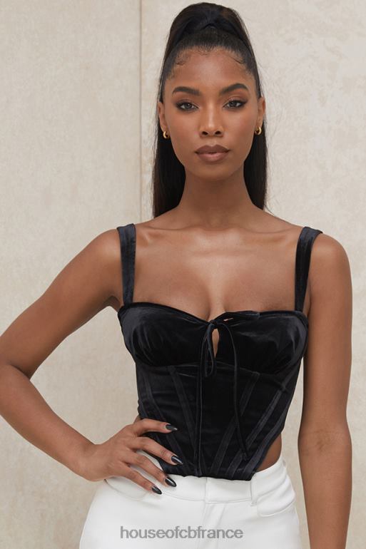 House of CB haut corset en forme de coupe en velours noir aayla N888H99 vêtements