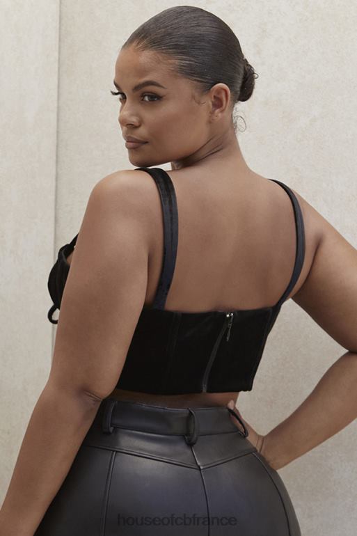 House of CB haut corset en forme de coupe en velours noir aayla N888H99 vêtements