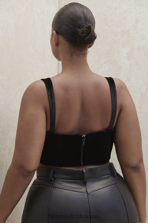 House of CB haut corset en forme de coupe en velours noir aayla N888H99 vêtements