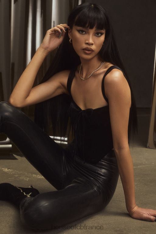 House of CB haut corset en forme de coupe en velours noir aayla N888H99 vêtements