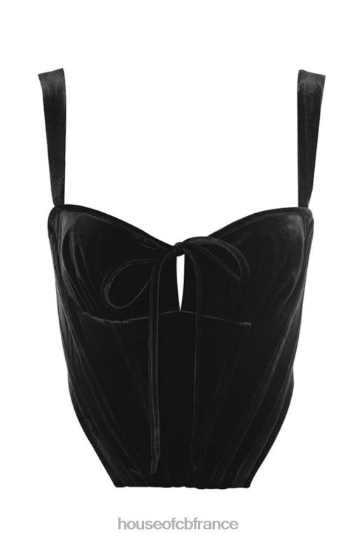 House of CB haut corset en forme de coupe en velours noir aayla N888H99 vêtements