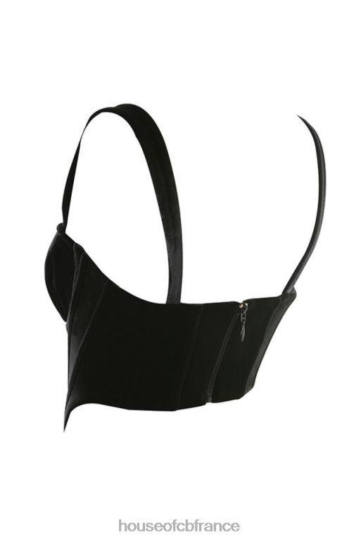 House of CB haut corset en forme de coupe en velours noir aayla N888H99 vêtements