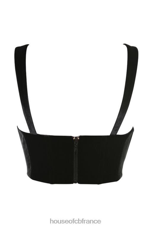 House of CB haut corset en forme de coupe en velours noir aayla N888H99 vêtements