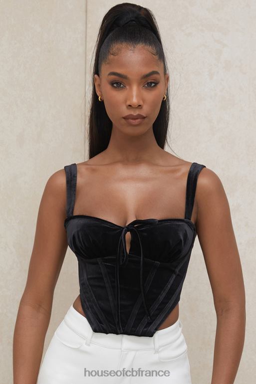 House of CB haut corset en forme de coupe en velours noir aayla N888H99 vêtements