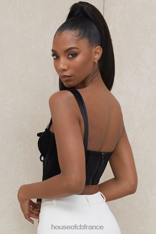 House of CB haut corset en forme de coupe en velours noir aayla N888H99 vêtements