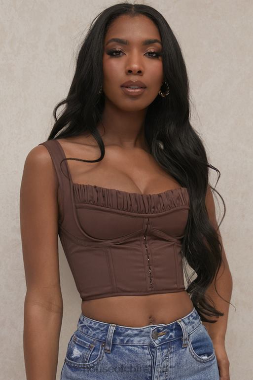 House of CB haut corset froncé chocolat perséphone N888H91 vêtements