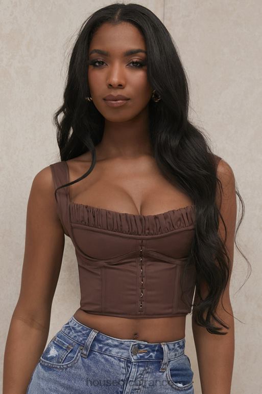 House of CB haut corset froncé chocolat perséphone N888H91 vêtements