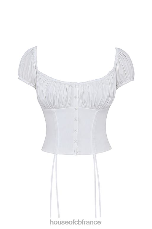 House of CB haut froncé blanc kitty N888H24 vêtements