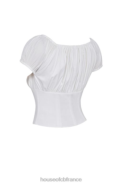 House of CB haut froncé blanc kitty N888H24 vêtements