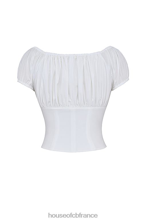 House of CB haut froncé blanc kitty N888H24 vêtements