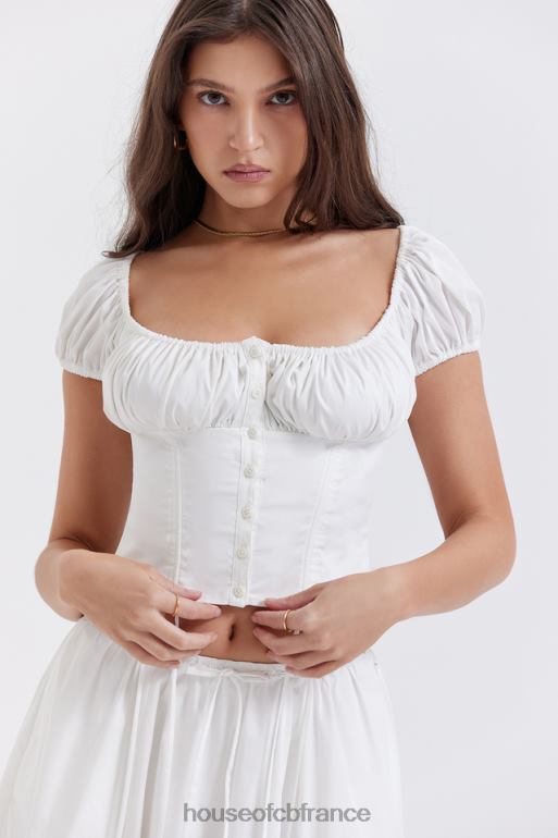 House of CB haut froncé blanc kitty N888H24 vêtements