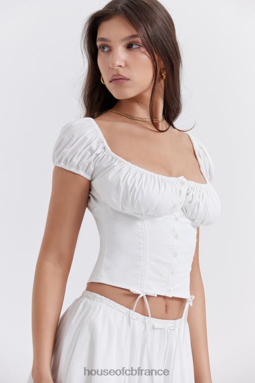 House of CB haut froncé blanc kitty N888H24 vêtements