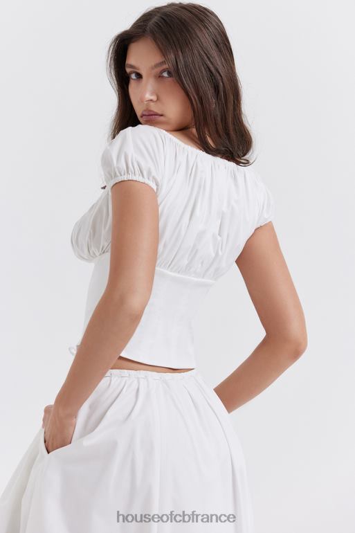 House of CB haut froncé blanc kitty N888H24 vêtements