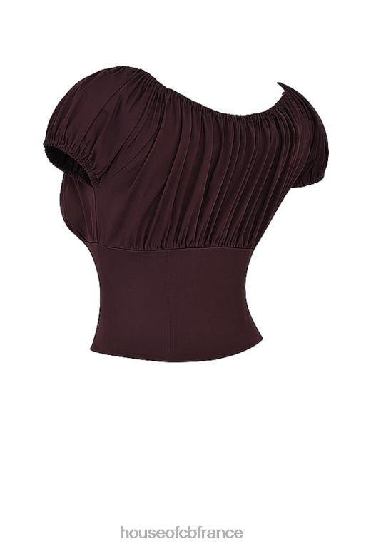 House of CB haut froncé marron Kitty Rich N888H17 vêtements