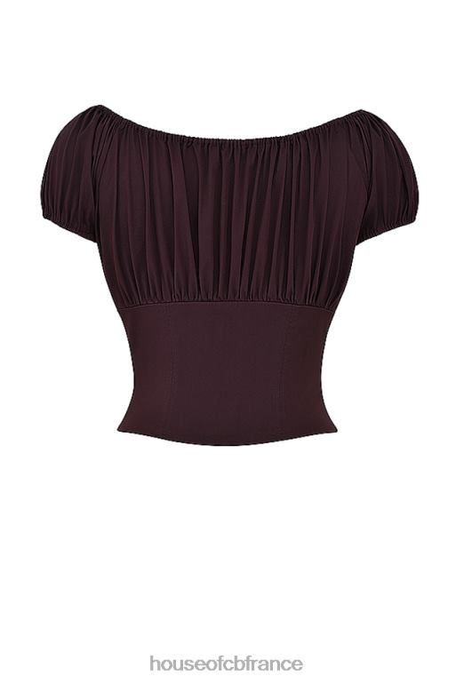 House of CB haut froncé marron Kitty Rich N888H17 vêtements