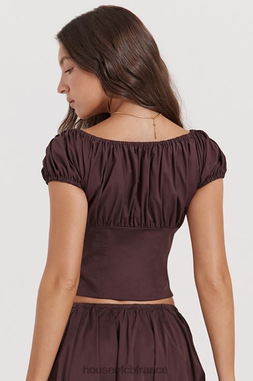 House of CB haut froncé marron Kitty Rich N888H17 vêtements