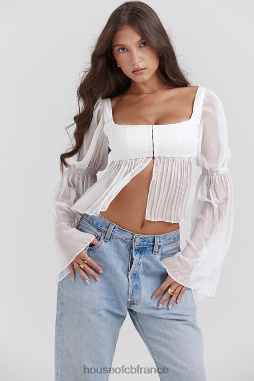 House of CB haut plissé blanc lucie N888H8 vêtements