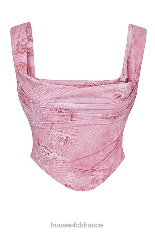 House of CB una corset imprimé rose N888H12 vêtements