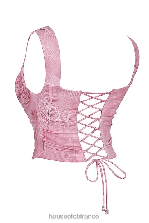 House of CB una corset imprimé rose N888H12 vêtements