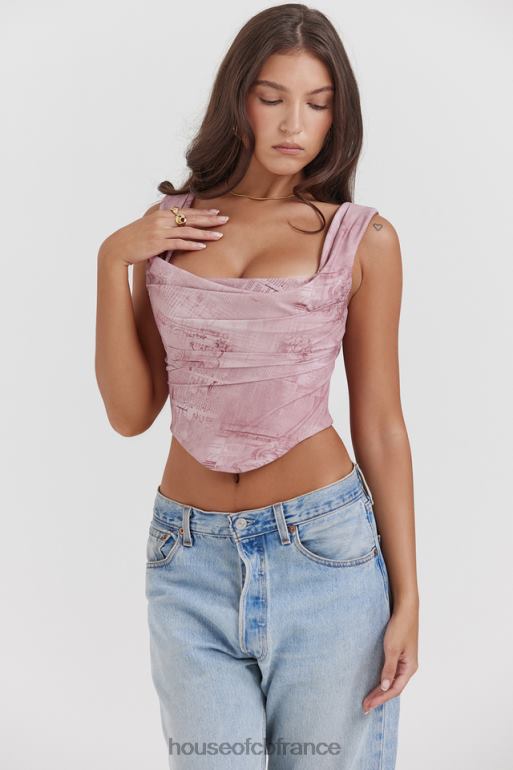 House of CB una corset imprimé rose N888H12 vêtements