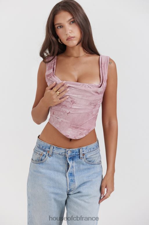 House of CB una corset imprimé rose N888H12 vêtements