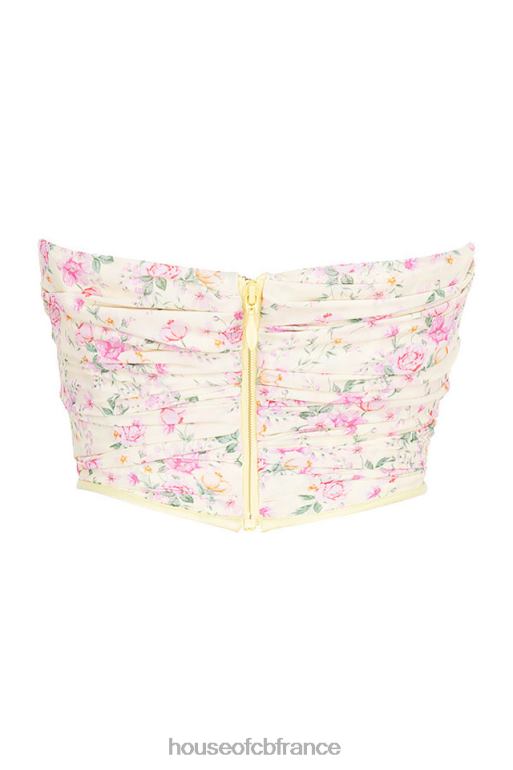 House of CB vivienne corset fleuri citron N888H105 vêtements