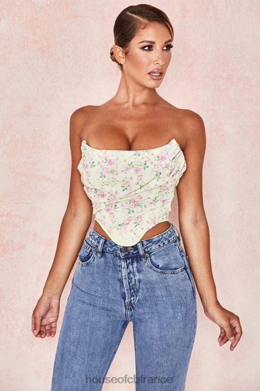 House of CB vivienne corset fleuri citron N888H105 vêtements