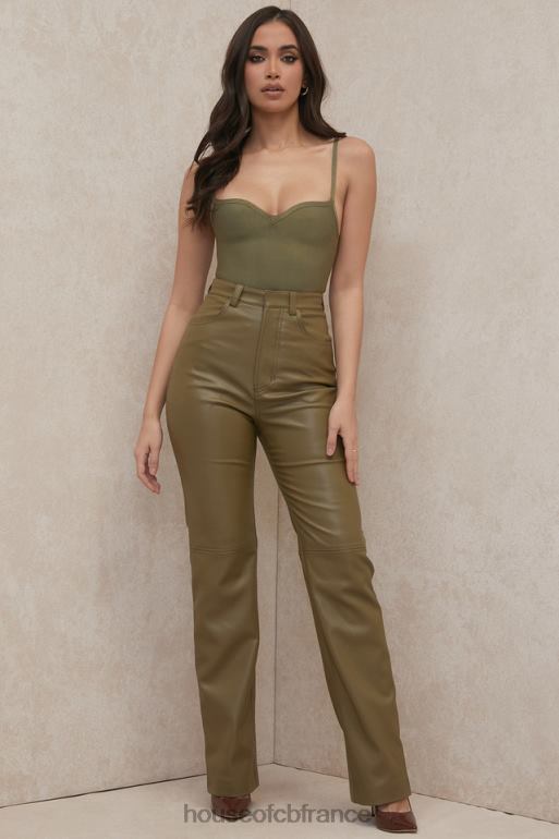 House of CB Kamila - Body bandage olive à décolleté en cœur N888H756 vêtements