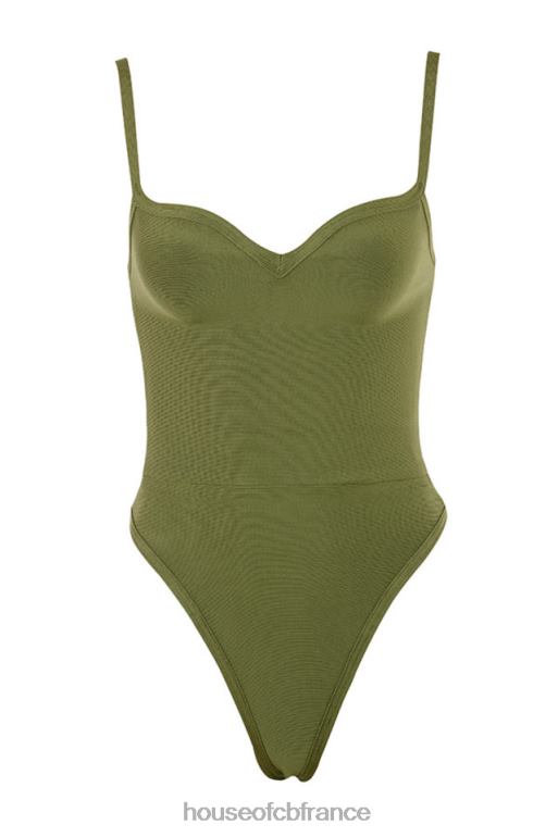 House of CB Kamila - Body bandage olive à décolleté en cœur N888H756 vêtements