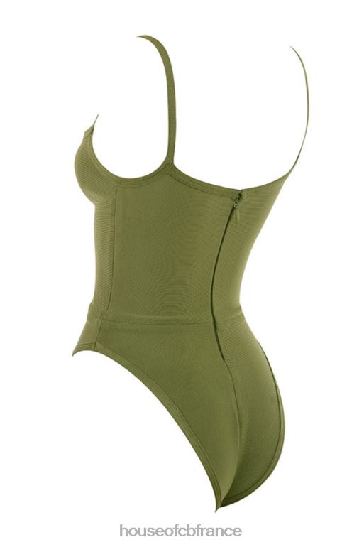 House of CB Kamila - Body bandage olive à décolleté en cœur N888H756 vêtements