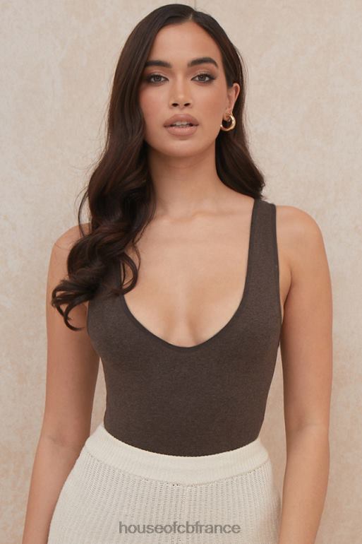 House of CB body col en V marron karisa N888H770 vêtements