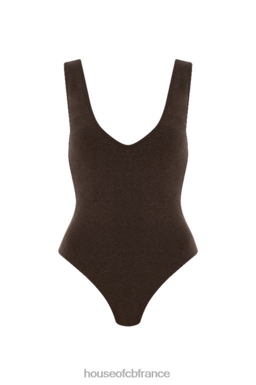 House of CB body col en V marron karisa N888H770 vêtements