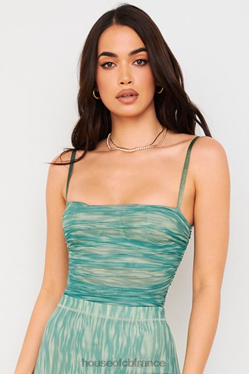 House of CB body en tulle froncé à imprimé lierre perlé N888H757 vêtements