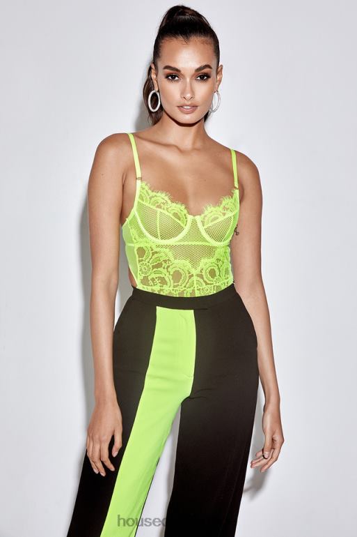 House of CB body nadia en dentelle jaune fluo N888H814 vêtements